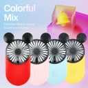 Cute Mouse Personal Mini Fan, Rechargeable Handheld USB Fan, 3 Adjustable Wind Speeds and Wearable Design, Portable Pocket Size for Travel/Outdoor/Vacation/Park Trip (Pink+Blue)