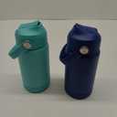 Kerilyn 12oz Kids Water Bottle 2 Pack, Stainless Steel Insulated Water Bottle Bulk, Toddler Cups with Straws Leak-Proof, Kids Water Bottles for School Boys Girls, BPA Free, Blue+Green 2 Piece Set