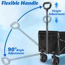 Wagons Cart Foldable, 360 Lbs with Adjustable Handle, Black Lightweight Portable, Collapsible Wagon for Beach Trip, Camping, Shopping, Sports, Travel, Picnic and Grocery (Black)