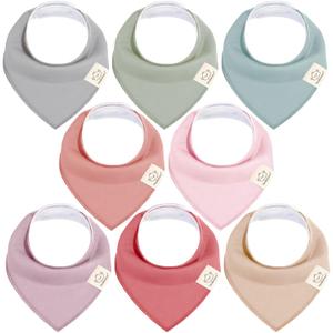KeaBabies 8Pack Organic Baby Bandana Bibs for Girls  Super Absorbent Triangle Baby Bibs for Drooling and Teething Infant, 100% Cotton Extra Soft for Newborn, Infant 036 Months (Dawn)