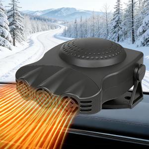 Car Heater Defogger Fan, Portable 30 Second Fast Heating Defrost Defogger Cooling Space 3-Outlet Plug in Cig Lighter Demister, 2 in 1 Automobile Windscreen Fan12V 200W Auto Ceramic Heater