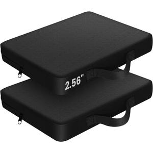 Stadium Seat Cushion 2 Pack, Extra Thick 2.56" Bleacher Cushion with Handle & Zipper Design, Waterproof 600D Oxford Fabric Seat Cushion for Bleachers (Black)