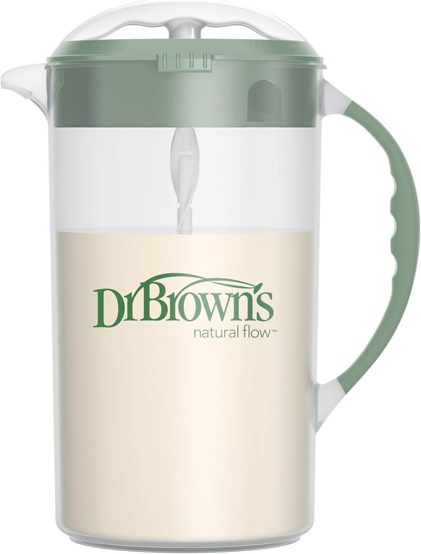 Dr. Brown's Baby Formula Mixing Pitcher with Adjustable Stopper, Locking Lid, & No Drip Spout, 32oz, BPA Free, Olive
