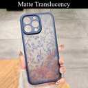 for iPhone 13 Pro Max Case, Flowers Butterfly Slim Hard PC Frosted Shockproof Drop Protection Cover, Translucent Matte Floral Phone Case for Women Girls 6.7" - Blue