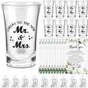 Uiifan 50 Sets Wedding Favors for Guests Wedding Shot Glasses Acrylic Clear Plastic Shot Glasses with Thank You Cards and Organza Bags for Guest Newlyweds Bridal Shower Gift (Mr & Mrs)