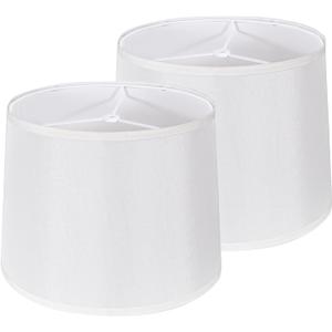 Lamp Shades Set of 2 - Drum Lampshades 11.4" x 12.9" x 9.8" Inches, Fabric Medium Replacement Lampshades for Table Lamp, Floor Lamp, Assembly Required, Spider,Linen (White)