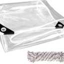 cdar Clear Trap,Grommets Heavy Duty Waterproof Clear Tarps with Reinforced Edge,Thickened Tear Resistant Clear Vinyl Trap with Tarpaulin Enclosure for Patio Porch Outdoor 150x200cm