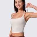 Womens Scoop Neck Longline Sports Bra U Back Adjustable Strap Double Lined Workout Crop Tank Top with Built in Pads (Black, L)