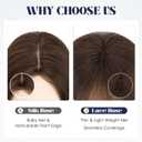 MY-LADY Human Hair Toppers for Women Real Human Hair with Air Bangs Hand-Tied Thin 8 * 11CM Lace Base Light Weight Clip in Remy Hairpieces 10 Inch Dark Brown