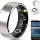 FAHKNS Smart Health Ring for Women Men: Fitness Tracker Ring with Heart Rate,Blood Oxygen,Sleep Monitor,Stress,Steps Counter,IP68 Waterproof for iOS & Android,No APP Fees (Silver,10#)