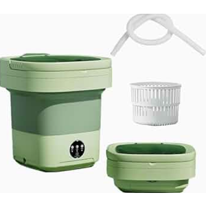 Foldable Washing Machine, 9L Mini Washing with 3 Modes Deep Cleaning Half Automatic Washt, Portable Washing Machine for Apartments, Dormitories, Camping, RV Travel (Green) 