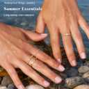 FIBO STEEL 6PCS Stackable Rings for Women Non Tarnish Waterproof Gold Plated Silver Color Square Cubic Zirconia Ring Set Dainty Stacking Rings Trendy Thin Thumb Band Statement Ring Stack Size 5-11