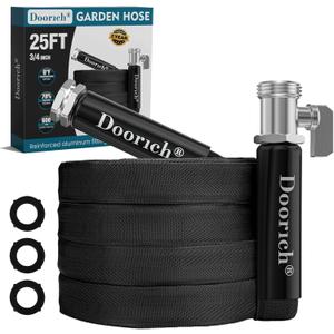 Garden Hose, Lightweight, Ultra Flexible, Durable, Kink-Free Water Hose with Valve - Made of TPU, Drinking Water Safe Material, Non-Shrinking, Easy to Store, All-Weather, Black (25 FT)