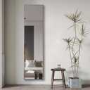 Hexago Rectangle Full Length Mirror, 59"x16", Aluminum Alloy Thin Frame, Floor Standing & Wall Mountable, HD Explosion-Proof Nano Glass for Bedroom, Living Room, Dressing Room (Black)