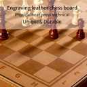 2 in 1 Magnetic Chess Set & Checkers Board Game, 15" Handmade Folding Chess Board, Portable Travel Chess Set, Beginner Chess Board Game for Adults & Kids (15 Inch) (Light Brown)