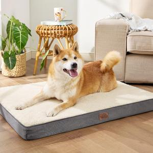 Bedsure Large Dog Bed for Crate - Orthopedic Waterproof Puppy Beds with Removable Washable Cover, Egg Crate Foam Pet Mat, Suitable for Pet Up to 50 lbs (35.0"L x 22.0"W x 3.0"Th, Grey)