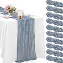 10 Pack Dusty Blue Cheesecloth Table Runner 10FT Boho Gauze Fabric Table Runner Vintage Rustic Sheer Runners for Wedding Party Bridal Baby Shower Long Table Decorations (21"x120")