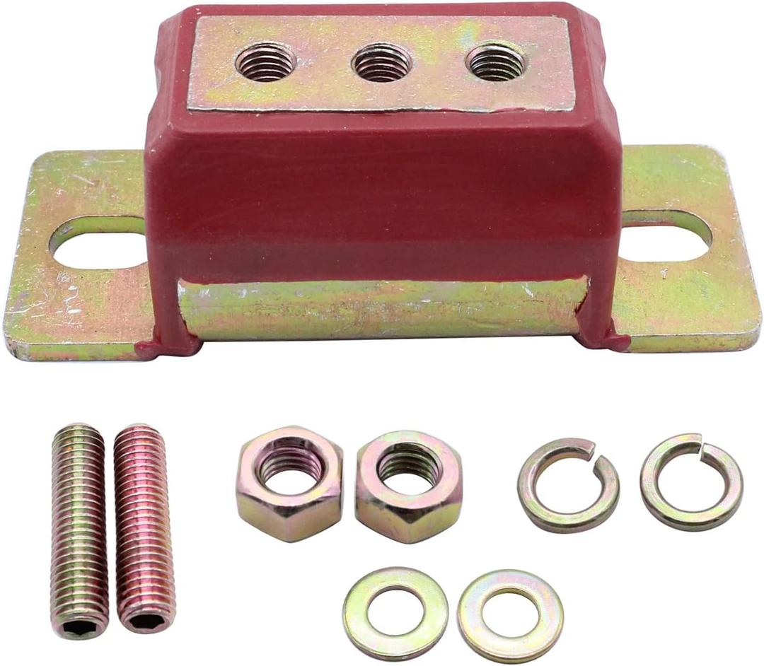 Transmission Mount Kit 1958-2002 Chevy/GMC Trucks & GM Passenger Cars, 3.75" - 4.25" Wide, 1 or 2 Bolt Style, Red Metal Chassis Mount, 2 Units, Rubber Frame