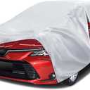 6 Layers Car Cover Waterproof All Weather for Automobiles, Size A2 with Door Zipper & Cotton Universal Fit for Toyota Corolla, Honda Civic, Kia Forte (178-186 inch), Silver