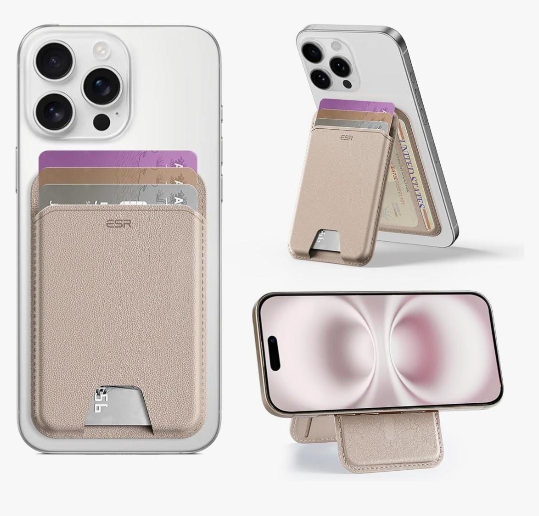ESR Upgraded Aura for MagSafe Wallet, 5 Card-Holder with Adjustable Stand, RFID Blocking, Magnetic Wallet for iPhone, Slim for iPhone 17/16/15/14/13/12 Series, Not for Mini, Desert Titanium
