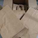 Oikss 100 Pack 8x4.75x10 Inch Medium Brown Kraft Paper Bags with Handles Bulk for Wedding Birthday Party Favors Grocery Retail Shopping Business Goody Craft Gift Bags Sacks (Plain Natural 100 Count)