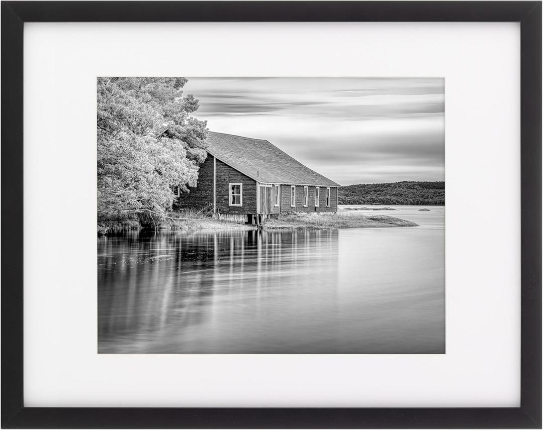 Snap - 11"x14" Black Wall Picture Frame - Single White Mat - Matted for 8"x10" Image - Versatile Display Option for Your Cherished Memories - Rectangular Tabletop - White Poster Frame