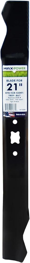 Maxpower 331538B Mower Blades, Replaces OEM # 942-0641, Black