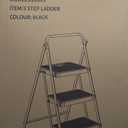 HBTower Step Ladder, Folding Step Stool with Wide Anti-Slip Pedal, Sturdy Steel Ladder, Convenient Handrail, Lightweight, Portable Steel Step Stool (Black)