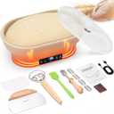 Upgraded Sourdough Starter Warmer, Precise 6 level Thermostat Control (77-122F) Silicone Sourdough Warming Bowl, Auto Warming On/Off, 6-Hour Timer Sourdough Warmer with Sourdough Starter Kit (Oval Warmer Set)