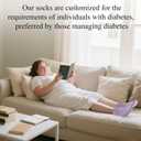 3 Pairs Diabetic Socks for Women & Men Plus Size - Non-Binding Ankle Socks with Dotted Grips, Easy Stretch Non-Slip Comfort Socks, Purple (M)