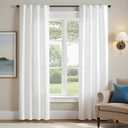 jinchan White Curtains for Living Room Bedroom Linen Textured Curtains 84 Inches Long Farmhouse Casual Weave Back Tab Drapes Light Filtering Window Draps 2 Panels