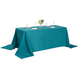 Rectangle Tablecloth 90x156 inch Washable Polyester Fabric Table Cloth for Wedding Party Dining Banquet Decoration（Teal）