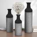 Tall Floor Vase Large Vintage Modern Vase Set of 3 Oversized Tall for Floor Metal Large Vases for Decor Living Room Giant Vases Decorative for Living Room Corner Hallway (Black)