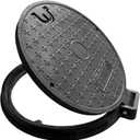 26in Manhole Cover and Frame, 24in Clear opening Round Solid Top Cover, Fiberglass Septic Tank Lid with Bolted Down Base,Reinforced Steel Embedded Sewer Cover W/Handle(overall size 28in)