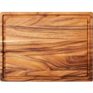 Villa Acacia 24 x 18 Inch Extra Large Wood Carving Board with Juice Groove and Drip Channel - Heavy 1.5" Thick Wooden Cutting Board
