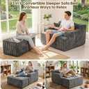 Chaise Lounge Chair Indoor,Boneless Chair with Ottoman,Comfy Reading Chair for Adults,Small Sofa Bed Couch for Living Room,Single Sleeper Chair Bed,Grey, Single Size