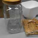 2 Gallon Drink Dispenser with Stand，Glass Beverage Dispenser With Wood Stand, 18/8 Stainless Steel Spigot and Labels Large Water Drink Dispensers for Parties, Lemonade,Juice, Tea