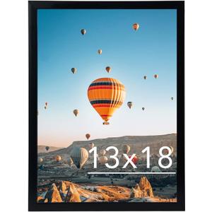 JCJMY 13x18 Picture Frame Black for Poster Photo Picture, Horizontal and Vertical Formats for Wall Hanging, 13 x 18 Wall Gallery Poster Photo Frame for 13 by 18 Photos Posters, Black
