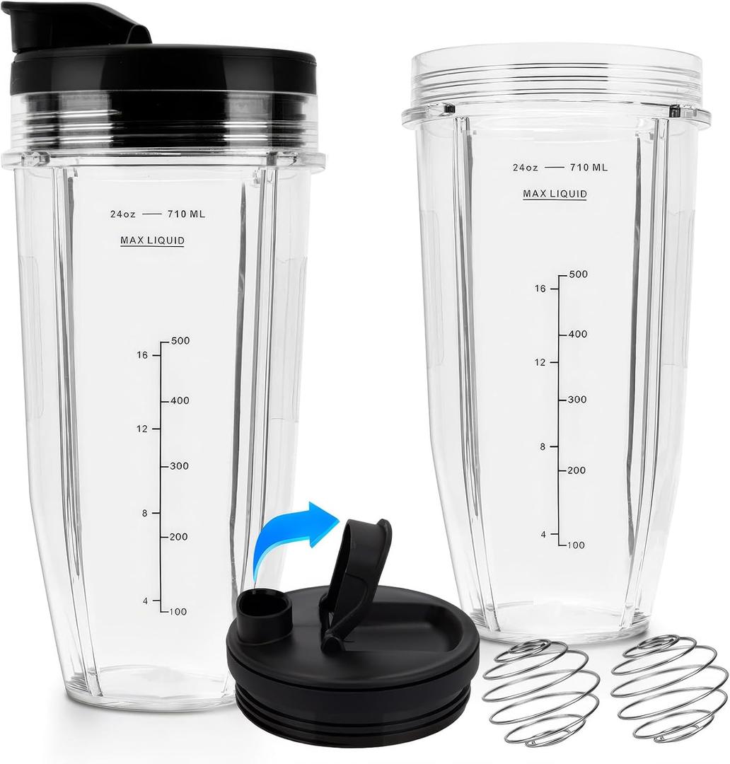24 oz Blender Cups Replacement for Ninja, Smoothie Blender Cups for Ninja Auto iQ Blender BL642 BL450 BL480 BN801 SS101 SS351 SS151 SS401 (2 Pack)