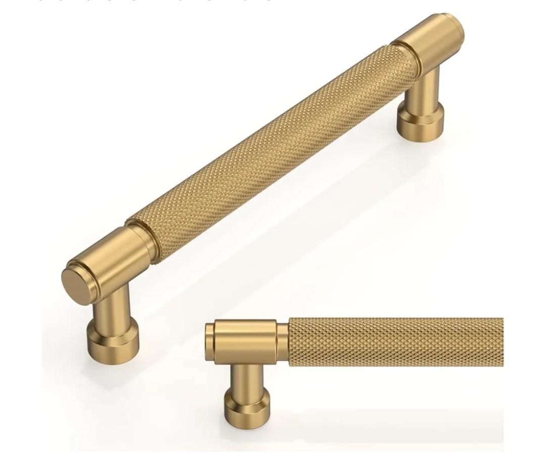 10 Pack Champagne Bronze Knurled Cabinet Pulls 5 Inch(128mm) Kitchen Cabinet Handles Cabinet Hardware for Drawer Pulls