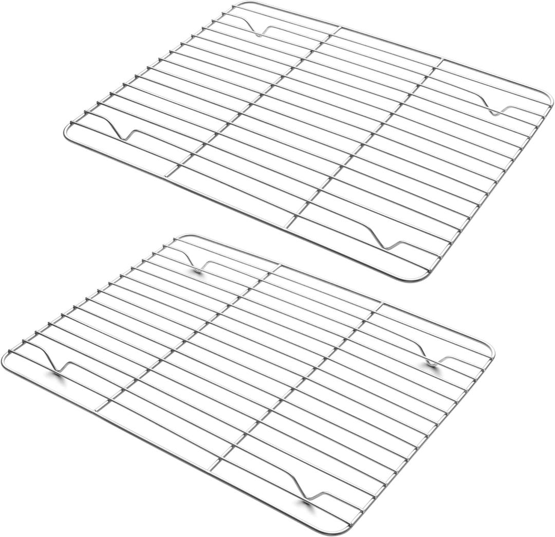 TeamFar Cooling Rack, 11.7 x 9 Stainless Steel Wire Baking Rack for Cooking Roasting Grilling, Fit for Oven Pan, Oven & Dishwasher Safe, Non-toxic & Heavy-Duty, 2PCS