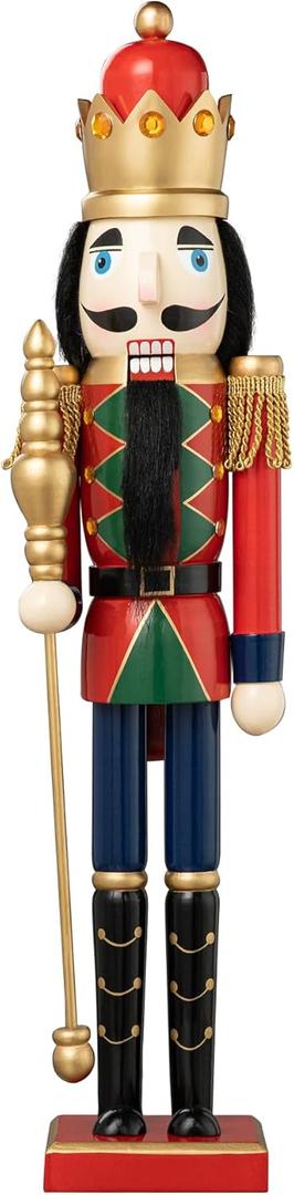 eUty King 24" H Wooden Nutcracker Decoration - Xmas Nutcracker King Table Top Centerpiece Decor - Indoor & Outdoor
