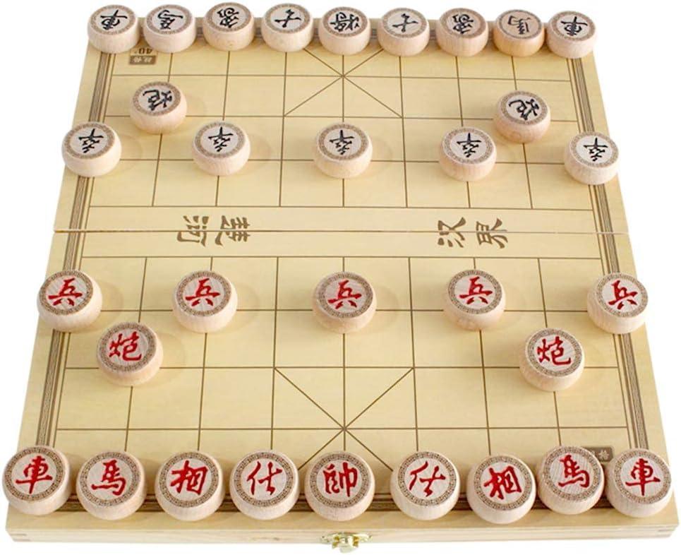 Luoyer 14 Inch Wooden Foldable Chinese Chess Xiangqi Travel Game Set with Wooden Chess Pieces Traditional Tabletop Strategy and Skill Game for Teens Adults