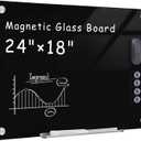 Mifuro Magnetic Glass Whiteboard24"x18" Wall Mounted Frameless Dry Erase Board for Office, Home & School Black