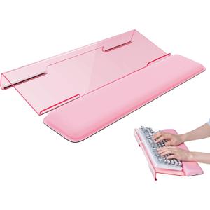 Computer Keyboard Wrist Rest Stand for Desktop, Keyboard Holder for Easy Typing with Wrist Pad for Office Desk, Home, School (Pink)