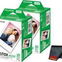 Fujifilm Instax Mini Film for Instant Camera (40 Photo Exposure) Bundle with 6AVE Microfiber Cleaning Cloth