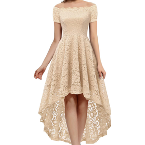 Dressystar Women's Lace Cocktail Dress Hi-Lo Off Shoulder Bridesmaid Swing Formal Party Dress M
