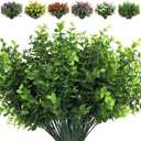 RECUTMS 8 Bundles Artificial Eucalyptus Artificial Grasses Fake Greenery Boxwood Stems Fake Plants and Greenery Springs for Farmhouse,Home,Garden,Office,Patio,Wedding and Indoor Outdoor(Eucalyptus)