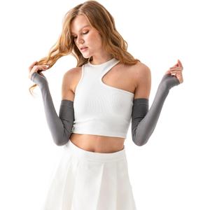 Unisex Arm Warmers Arm Sleeves for Women and Men Made in Turkey (Gray)