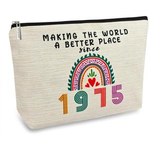Ancpeany 50th Birthday Gifts for Her, Funny 1975 50th Birthday Decorations Makeup Bag, Anniversary 50 Old Year Gift Ideas for Women, Wife, Sister, Mom, Aunt, Cool Cosmetic Travel Bag for Mothers Day